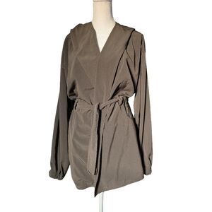 Vintage Ramosport Parisian Hooded Short Trench Jacket Wrap Front With Belt 16